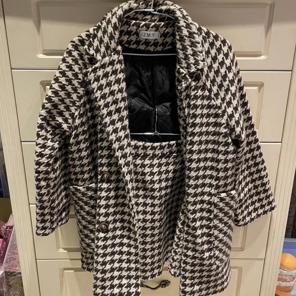 Plaid fleece blazer jacket